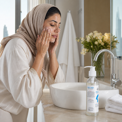 روتين تنظيف عميلة في الإمارات باستخدام غسول Prettier