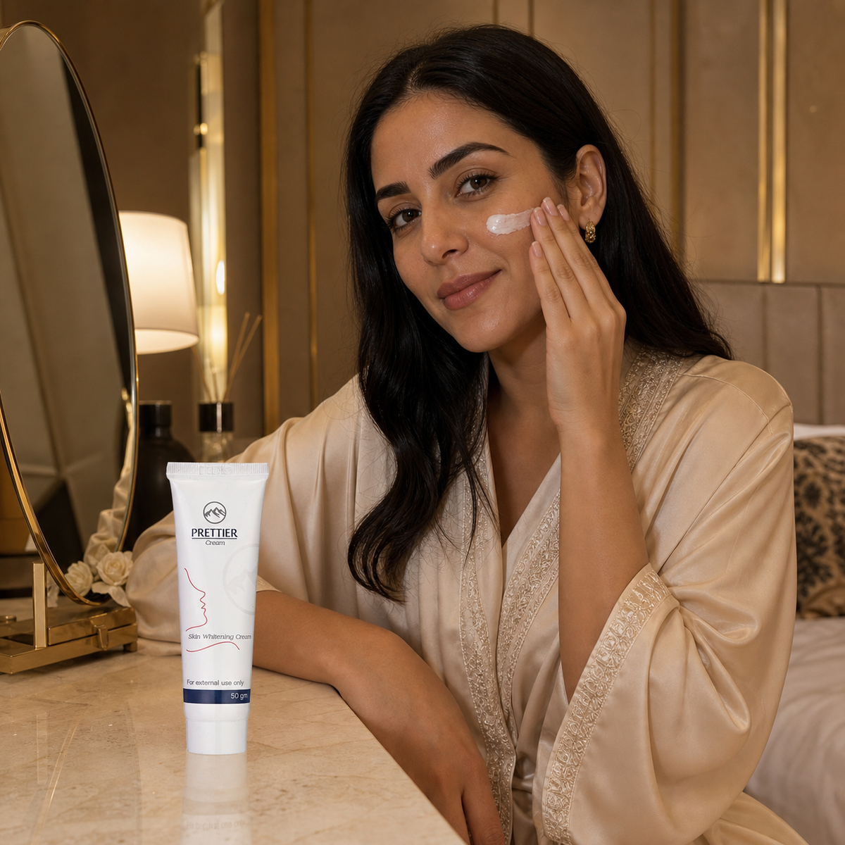روتين عميلة في الإمارات باستخدام كريم Prettier